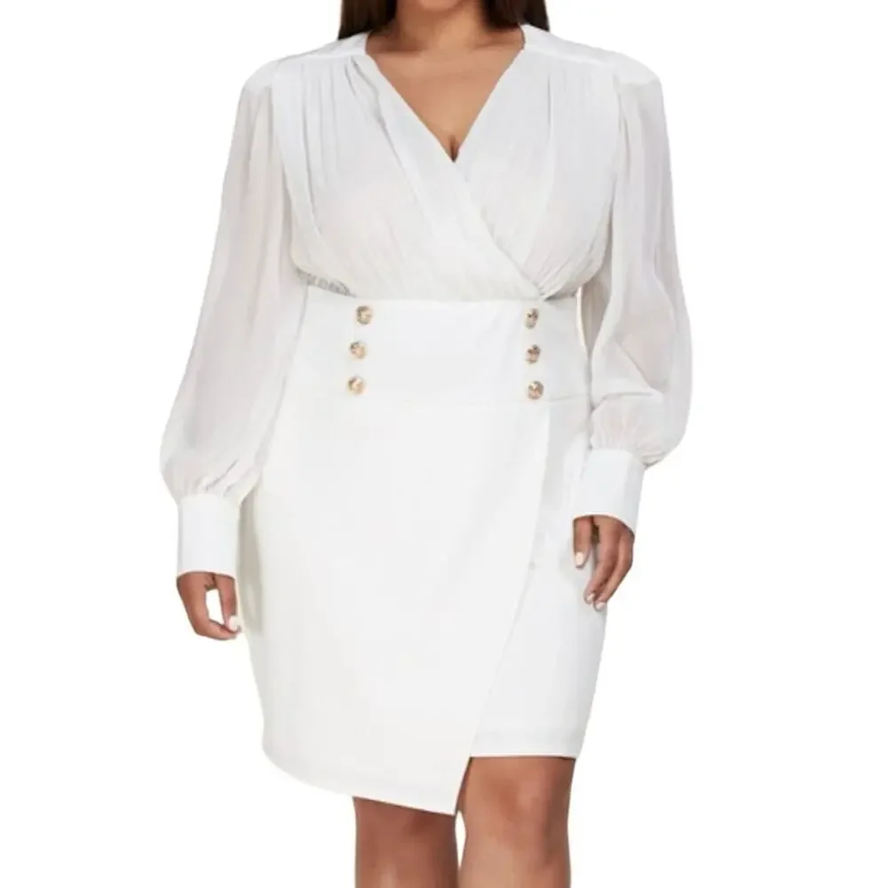 L’ATISTE Chiffon Top Asymmetrical Bodycon Dress - Picture 1 of 8